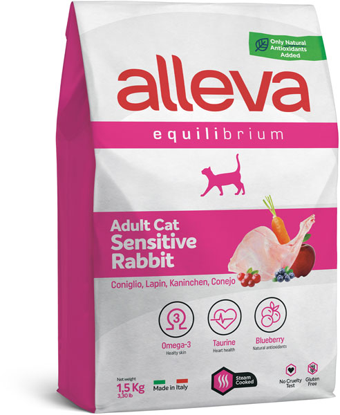 Корм Alleva Equilibrium Adult Cat Sensitive Rabbit для взрослых кошек, КРОЛИК