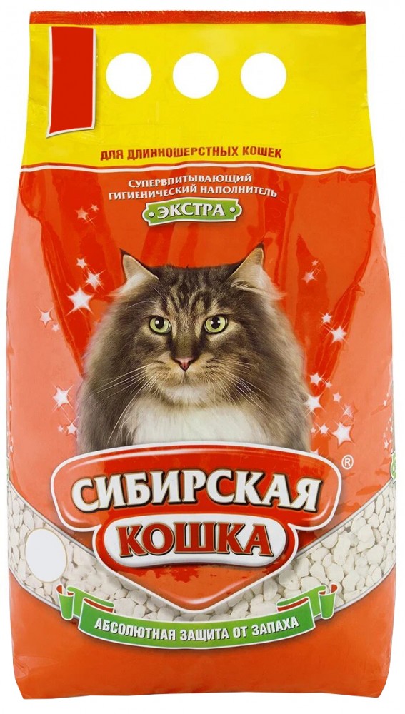 Наполнитель Сибирская кошка Экстра для длинношерстных кошек, супервпитывающий, 3 л, 2.16 кг