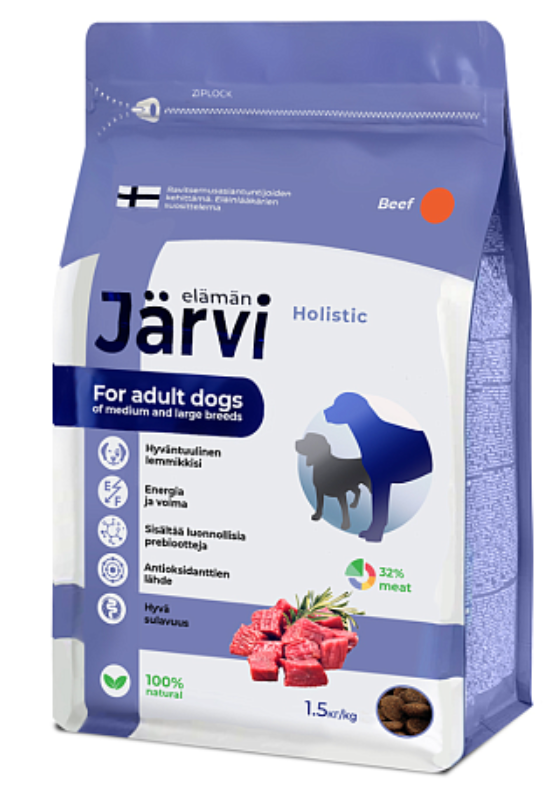 Корм Jarvi Медиум/Макси Говядина полнорационный для взрослых собак средних и крупных пород 1,5 кг