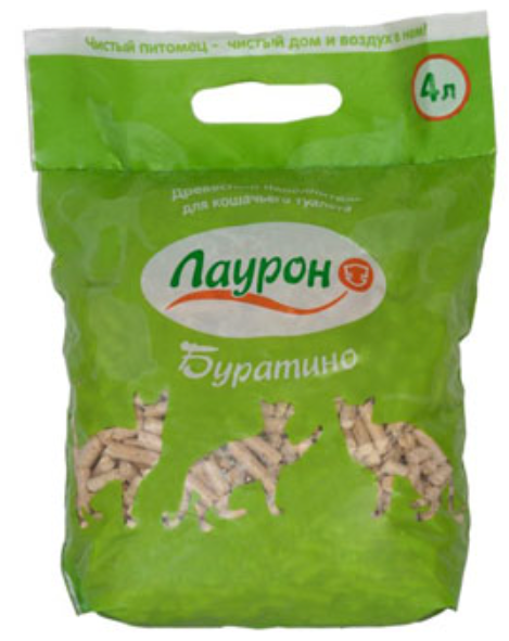 Наполнитель Лаурон Буратино древесный 4 л для кошек