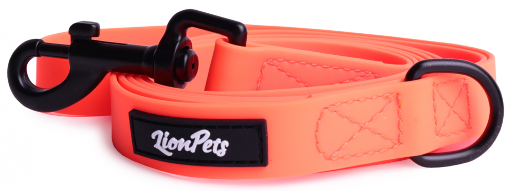 Поводок из биотана прошитый LionPets LP-730-4 (Оранжевый) (Размер 2 ширина 2,5 см, длина 1,5 метра)