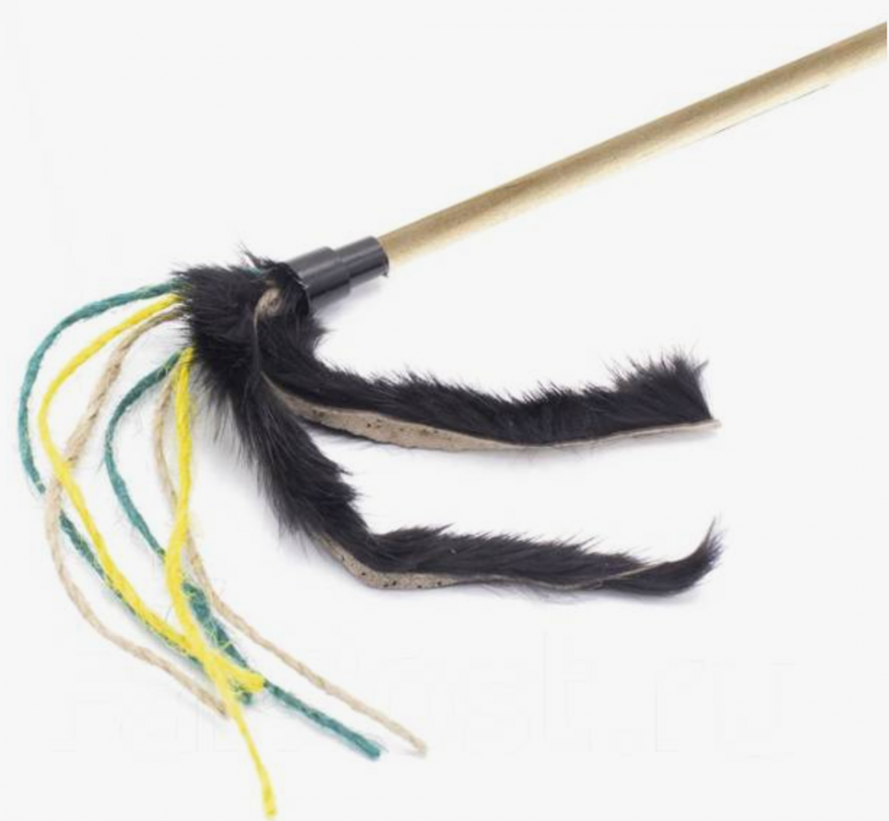 sh-07981 Gosi Махалка "Джутовые хвостики с мехом КРОЛИКА" на веревке