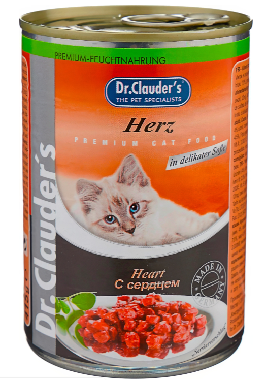 Корм Dr.Clauder&#039;s Heart (в соусе) для кошек, с сердцем, 415 г
