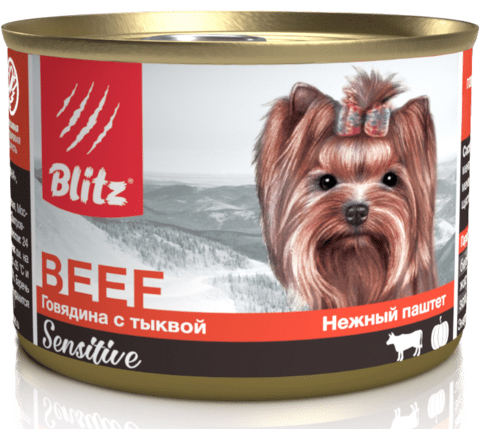 Корм Blitz Sensitive Beef &amp; Pumpkin для собак, говядина с тыквой, 200 г