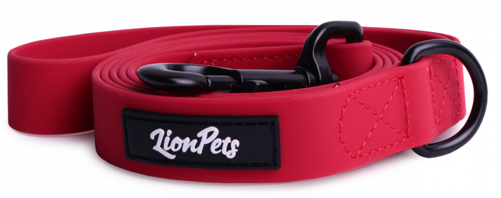 Поводок из биотана прошитый LionPets LP-730-2 (Красный) (Размер 2 ширина 2,5 см, длина 1,5 метра)