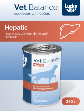 Консервы для собак, щенков Lucky bits Hepatic профилактика при нарушениях функций печени, 340 г
