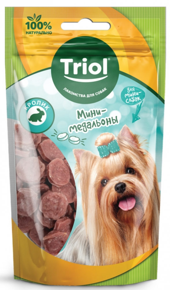 Лакомство Triol мини-медальоны из кролика для мини-собак 50 г