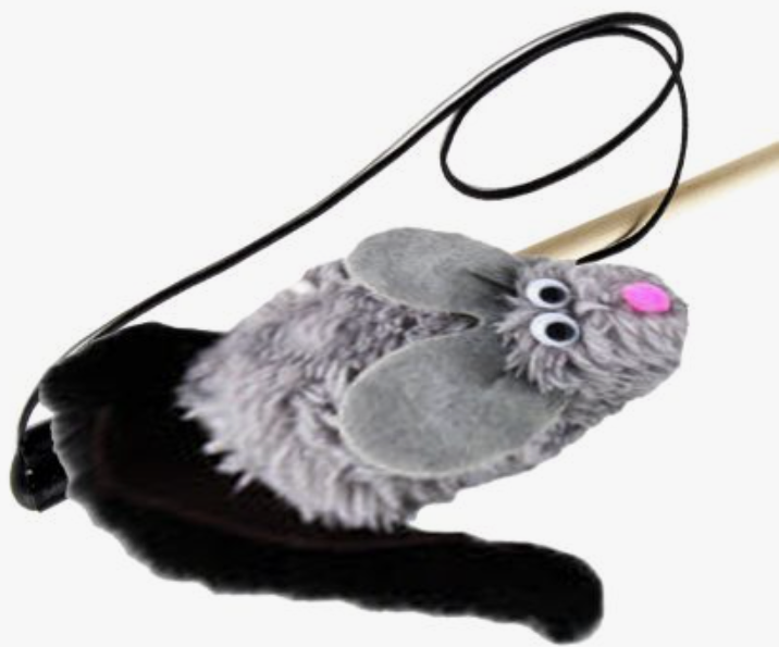 sh-07354 GoSi Махалка-Удочка "Мышь-Полевка, хвост-натуральная норка"Серая