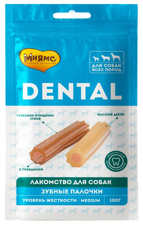 Мнямс DENTAL лакомство для собак &quot;Зубные палочки&quot; с говядиной 100г