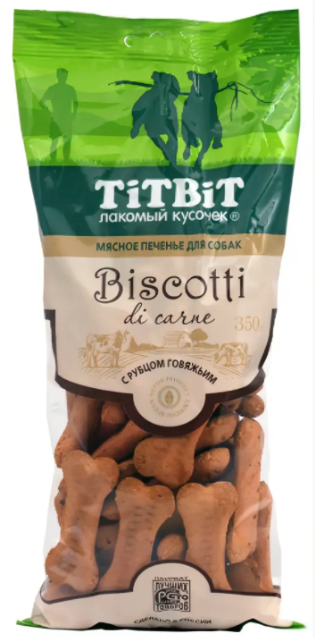 Лакомство TiTBiT Бискотти печенье для собак, с рубцом говяжьим, 350 г