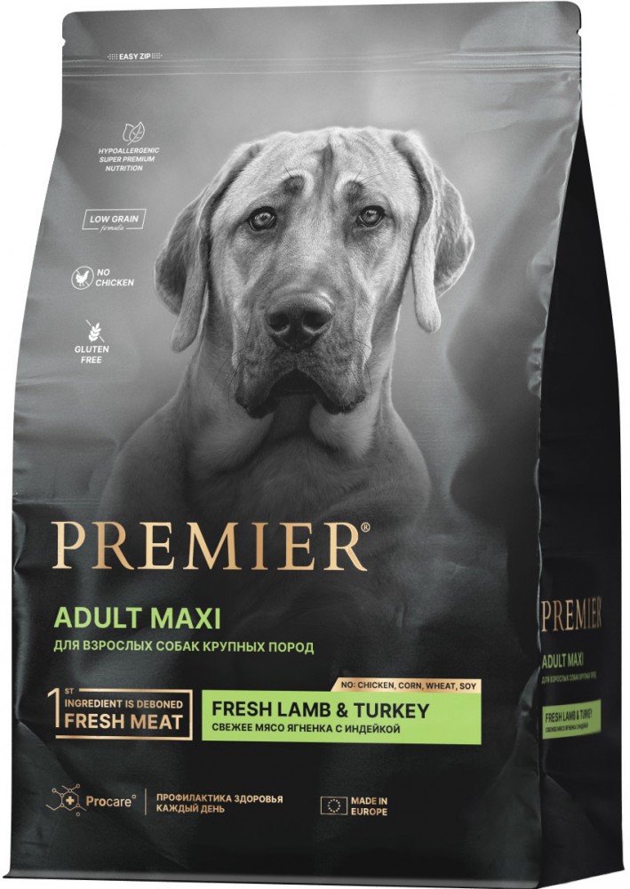 Корм Premier Lamb&Turkey ADULT Maxi сухой корм с ягненком и индейкой для взрослых собак КРУПНЫХ пород