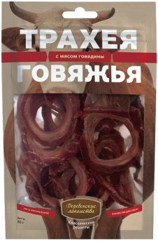 Лакомство Деревенские лакомства для собак, трахея говяжья с мясом говядины, 50 г