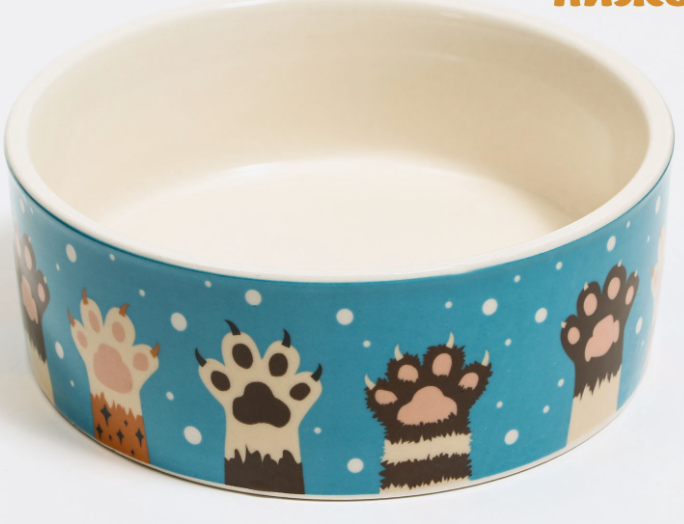 Миска &laquo;Лапы&raquo;, 300 мл, 11.5&times;11.5&times;5 см, керамика, белая, синяя