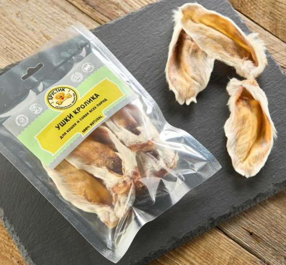 Лакомства Хрустик. Уши кролика 5 шт