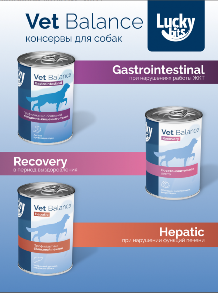Консервы для собак Lucky bits Gastrointestinal профилактика при нарушениях работы ЖКТ 340 г