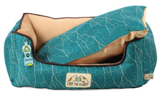 Лежанка прямоугольная "Клён" S, изумрудно-песочная, 460*360*180мм, серия LOVE THE PLANET