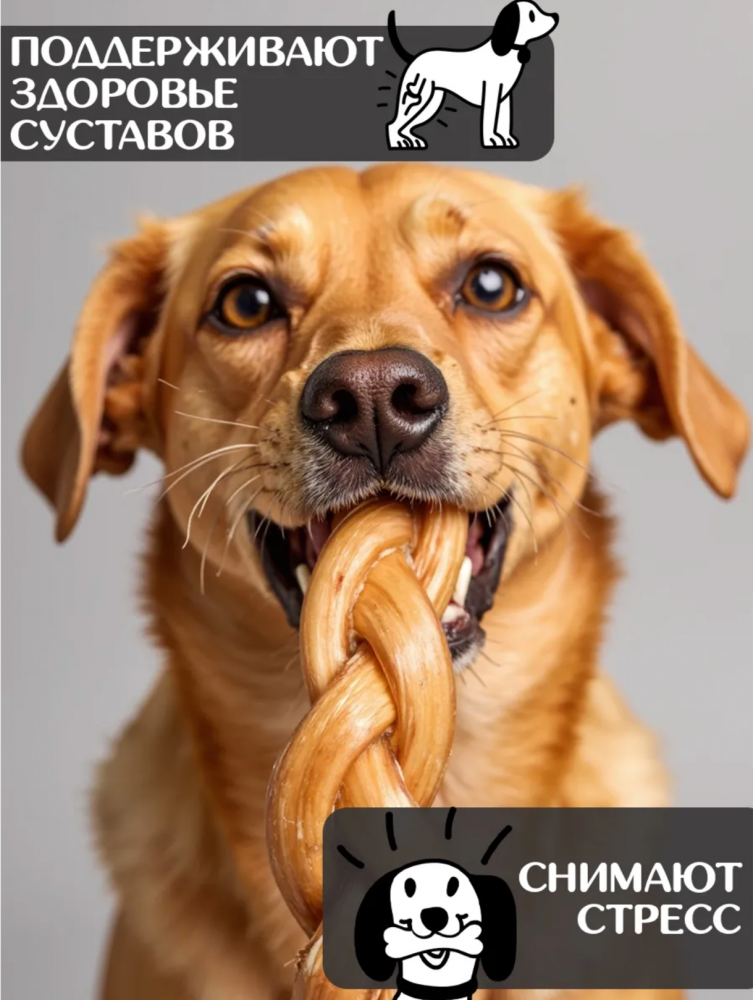 Лакомства Фор Родент Дог бычий корень КОСИЧКА 30 см 1000 г УПАКОВКА